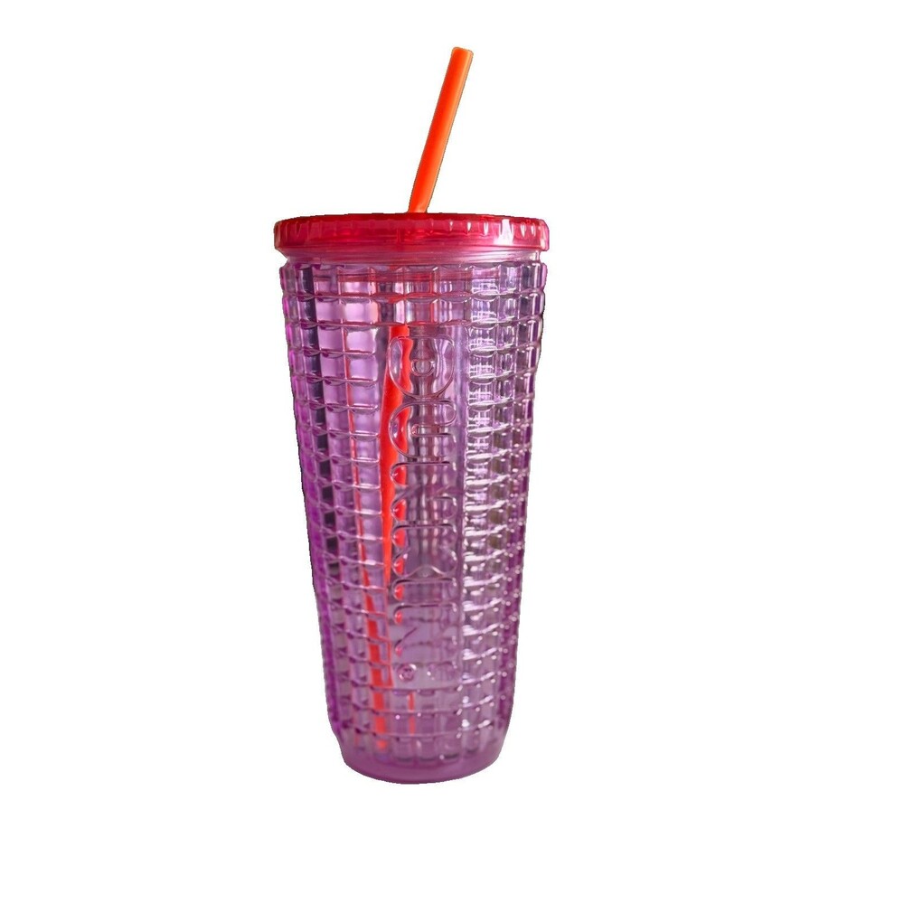 2022 Purple Textured Logo Dunkin 24oz Tumbler (see Pics For Straw Condition)